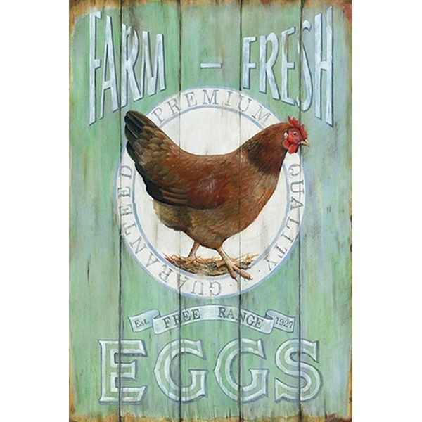 Vianmo Insegna In Legno 18X12 Cm Huhn Farm Fresh Eggs Free Range-image
