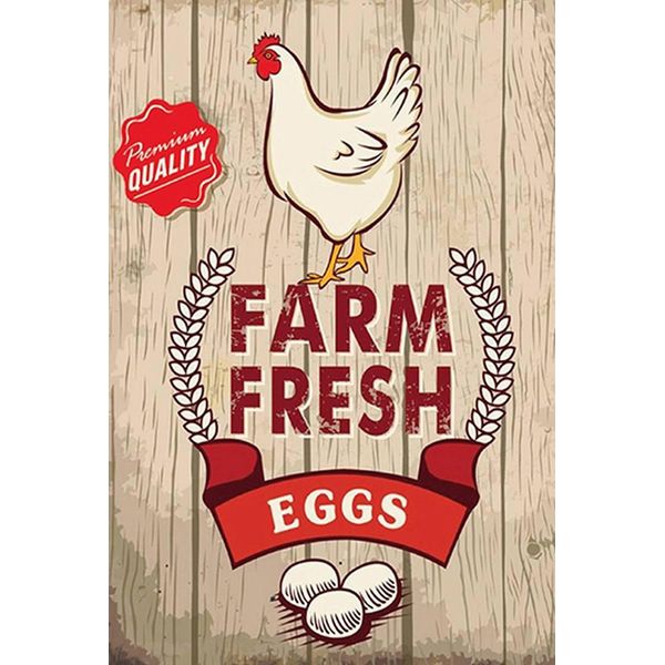 Vianmo Insegna In Legno 18X12 Cm Huhn Farm Fresh Eggs Premium-image