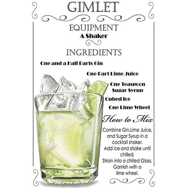 Vianmo Insegna In Legno 18X12 Cm Gimlet Equipment Ingredients-image