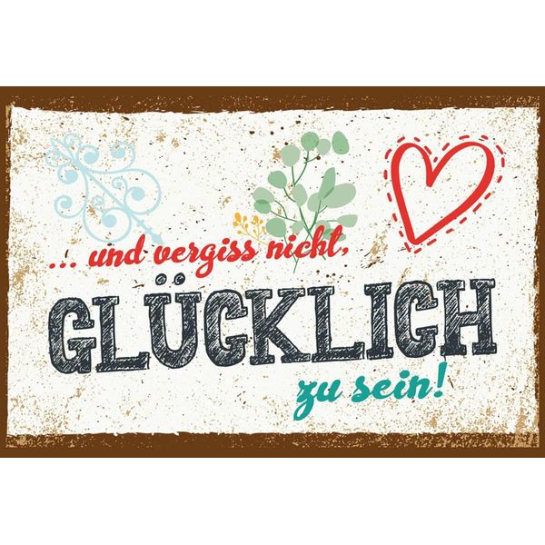 Vianmo Insegna In Legno 12X18 Cm Und Vergiss Nicht GlüCklich Zu Sein!-image