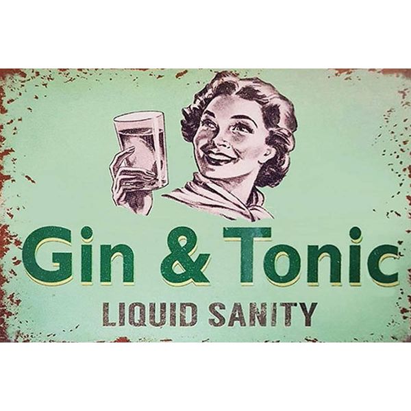 Vianmo Insegna In Legno 12X18 Cm Alkohol Gin & Tonic Liauid Sanity-image
