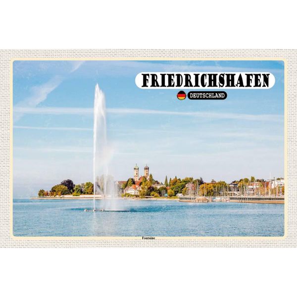 Vianmo Insegna In Legno 12X18 Cm Friedrichshafen Fontaine Fluss-image