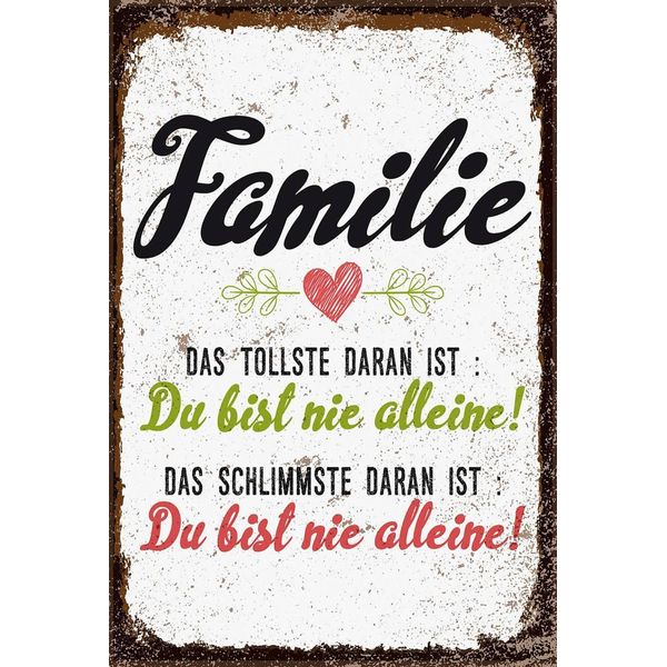 Vianmo Insegna In Legno 18X12 Cm Familie Du Bist Nie Alleine-image
