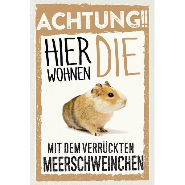 Vianmo Insegna In Legno 18X12 Cm Tiere Achtung Hier Meerschweinchen-image