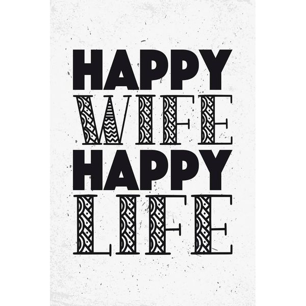 Vianmo Insegna In Legno 18X12 Cm Frau Happy Wife Happy Life-image