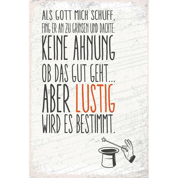 Vianmo Insegna In Legno 18X12 Cm Lustig Als Gott Mich Schuff-image