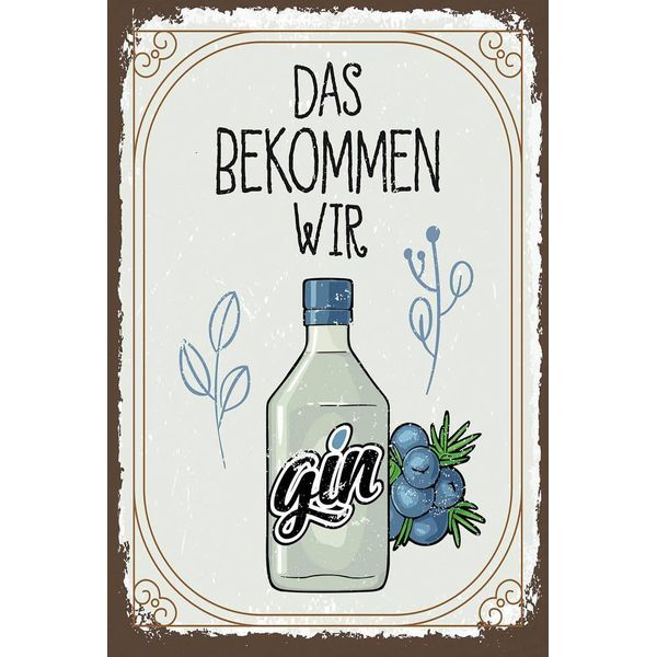 Vianmo Insegna In Legno 18X12 Cm Alkohol Gin Das Bekommen Wir-image
