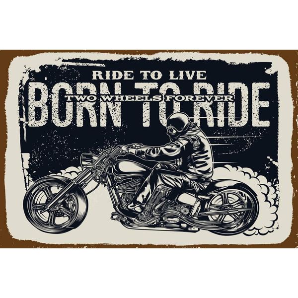 Vianmo Insegna In Legno 12X18 Cm Ride To Live Born To Ride-image