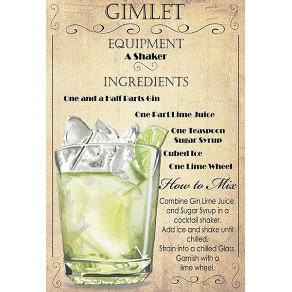 Vianmo Insegna In Legno 30X20 Cm Gimlet Equipment Ingredients-image