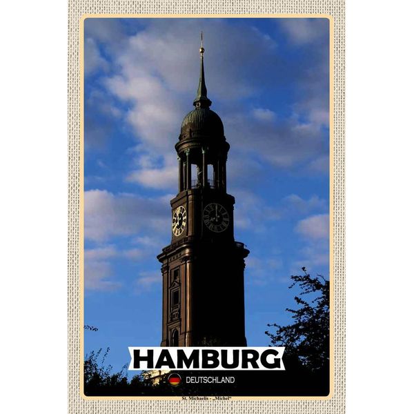 Vianmo Insegna In Legno 18X12 Cm Hamburg St. Michaelis Michael-image