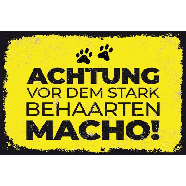 Vianmo Insegna In Legno 12X18 Cm Hund Achtung Vor Stark Behaarten Macho-image
