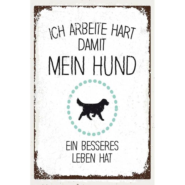 Vianmo Insegna In Legno 18X12 Cm Hund Ich Arbeite Hart Damit Mein-image