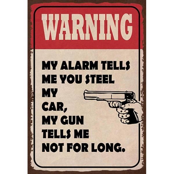 Vianmo Insegna In Legno 30X20 Cm Warning My Alarm Tells My Car-image