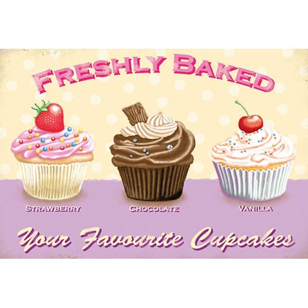Vianmo Insegna In Legno 20X30 Cm Baked Your Favourite Cupcakes-image