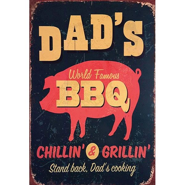 Vianmo Insegna In Legno 30X20 Cm Dad´S World Famous Bbq Grillin-image