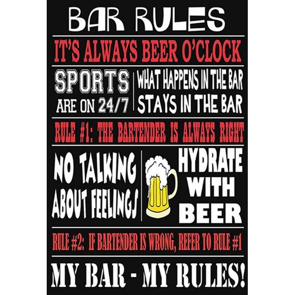 Vianmo Insegna In Legno 30X20 Cm Bar Rules Bier My Bar My Rules-image