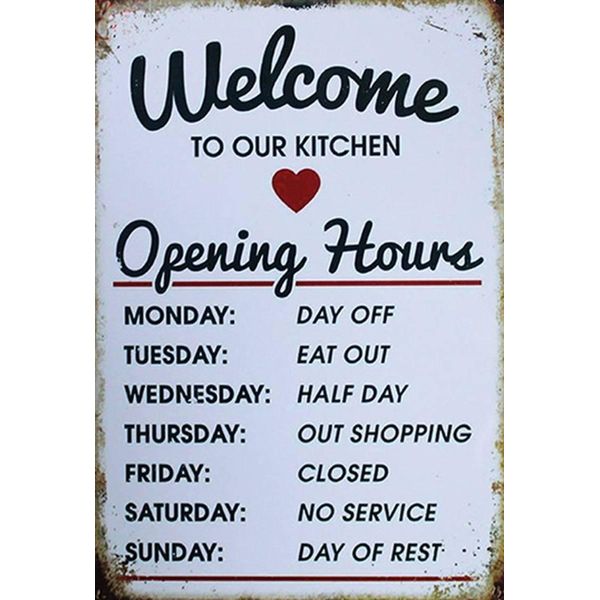 Vianmo Insegna In Legno 30X20 Cm Welcome To Our Kitchen Opening-image
