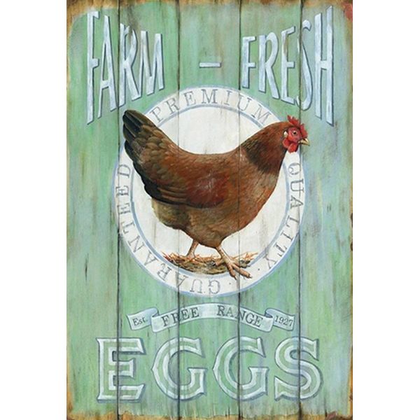 Vianmo Insegna In Legno 30X20 Cm Huhn Farm Fresh Eggs Free Range-image