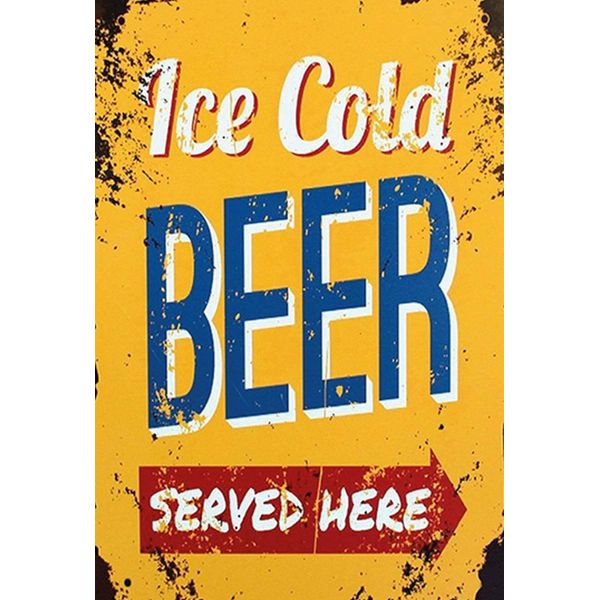 Vianmo Insegna In Legno 30X20 Cm Ice Cold Beer Served Here Bier-image