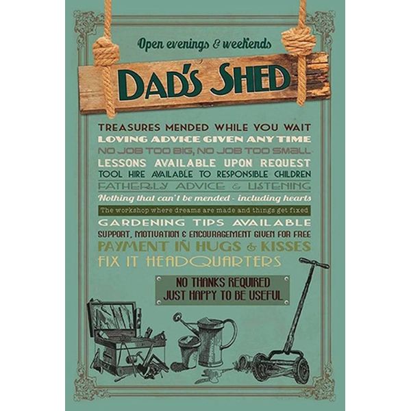 Vianmo Insegna In Legno 30X20 Cm Dad´S Shed Open Evening Weekends-image