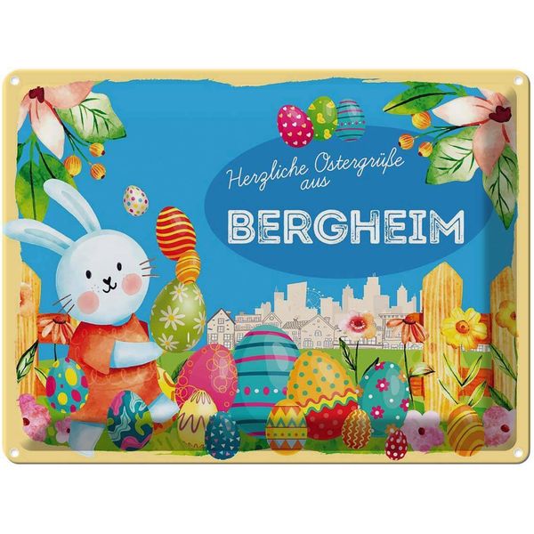 Vianmo Insegna Di Latta 30X40 Cm Ostern OstergrüßE Bergheim-image
