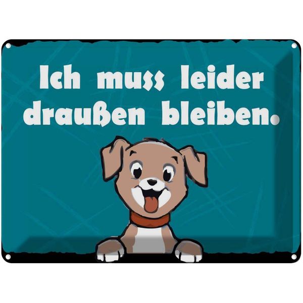 Vianmo Insegna Di Latta 30X40 Cm Hund Ich Muss Leider Draussen Bleiben-image