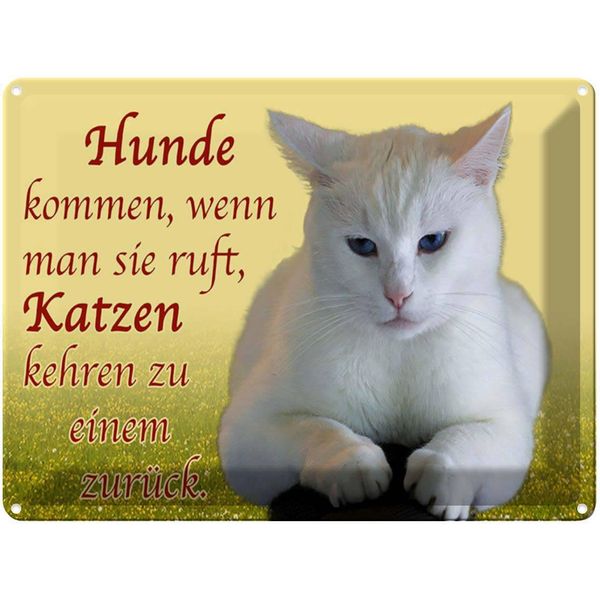 Vianmo Insegna Di Latta 30X40 Cm Hunde Kommen Katzen Kehren ZurüCk-image