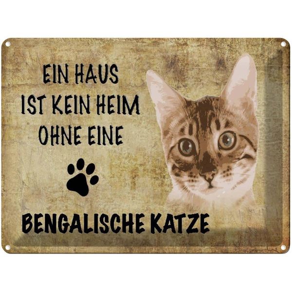 Vianmo Insegna Di Latta 30X40 Cm Bengalische Katze-image