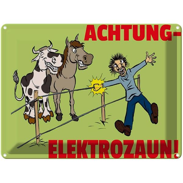 Vianmo Insegna Di Latta 30X40 Cm Tiere Achtung Elektrozaun-image