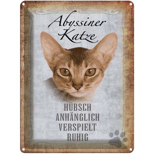 Vianmo Insegna Di Latta 40X30 Cm Abyssiner Katze HüBsch Verspielt-image