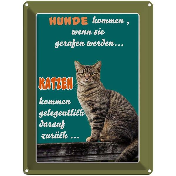 Vianmo Insegna Di Latta 40X30 Cm Hunde Kommen Wenn Katzen Kommen-image