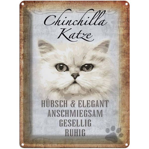 Vianmo Insegna Di Latta 40X30 Cm Chinchilla Katze HüBsch Elegant-image