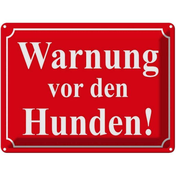 Vianmo Insegna Di Latta 30X40 Cm Warnung Vor Den Hunden (Rot)-image