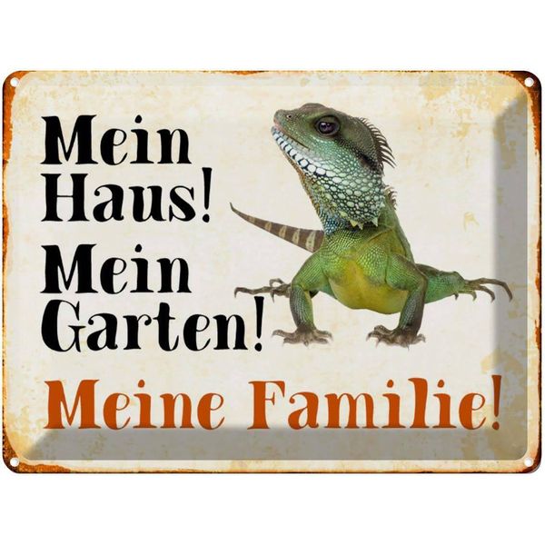 Vianmo Insegna Di Latta 30X40 Cm Reptilien ChamäLeon Mein Haus Garten-image