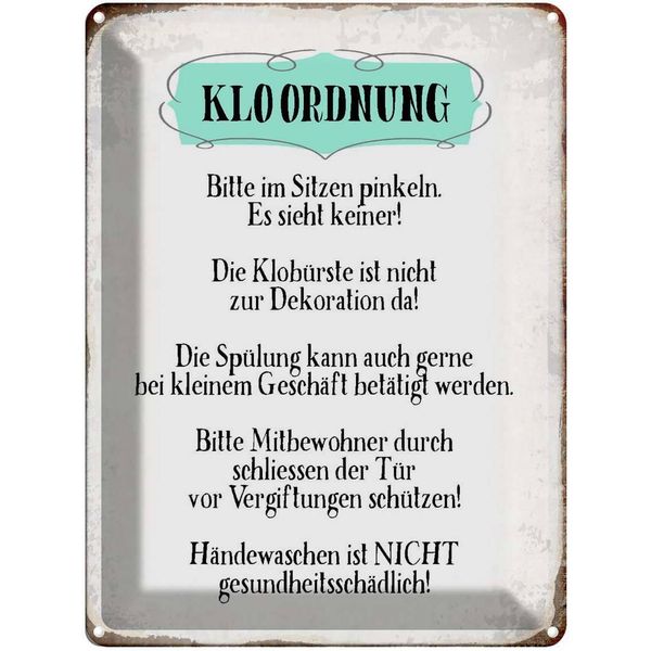 Vianmo Insegna Di Latta 40X30 Cm Klo Ordnung Die KlobüRste-image