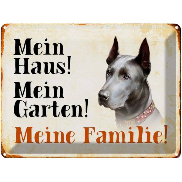 Vianmo Insegna Di Latta 30X40 Cm Hund Dobermann Mein Haus Garten Familie-image