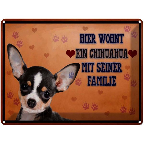 Vianmo Insegna Di Latta 30X40 Cm Hund Hier Wohnt Ein Chihuahua-image