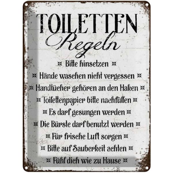 Vianmo Insegna Di Latta 40X30 Cm Toiletten Regel Bitte Hinsetzen-image