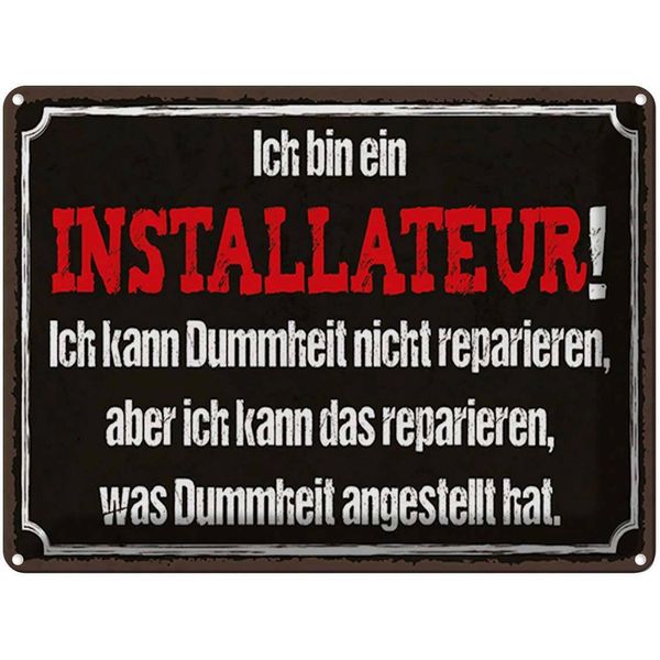 Vianmo Insegna Di Latta 30X40 Cm Bin Installateur Kann Reparieren-image