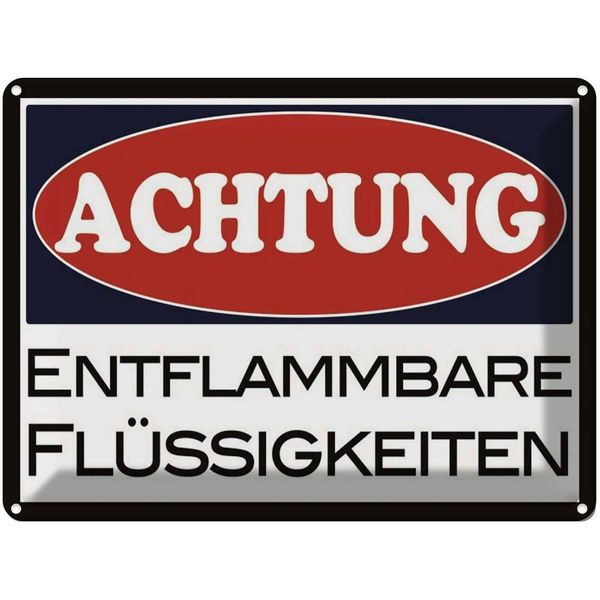 Vianmo Insegna Di Latta 30X40 Cm Achtung Entflammbar FlüSsigkeit-image