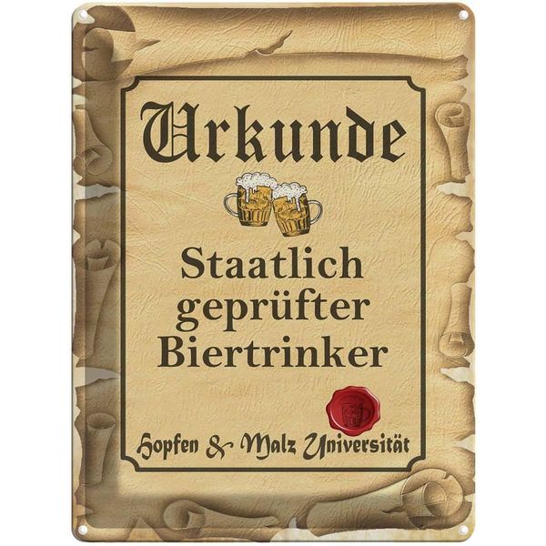 Vianmo Insegna Di Latta 40X30 Cm Bier Urkunde GeprüFter Biertrinker-image