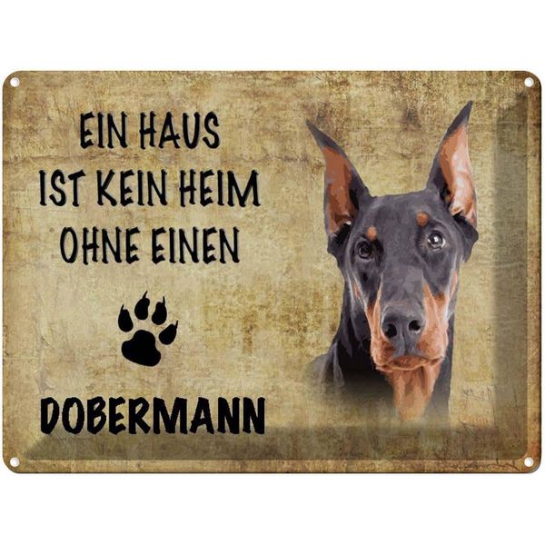 Vianmo Insegna Di Latta 30X40 Cm Dobermann Hund Ohne Kein Heim-image