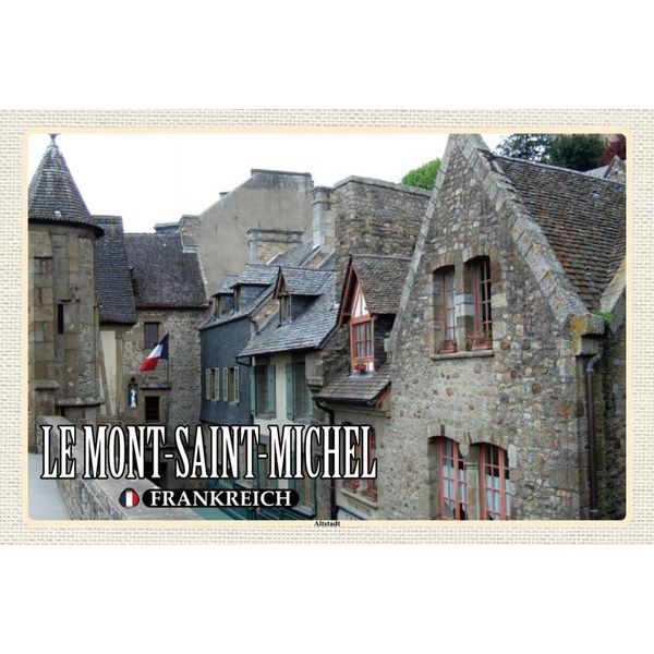 Vianmo Insegna In Legno 12X18 Cm Le Mont-Saint-Michel Frankreich Altstadt-image