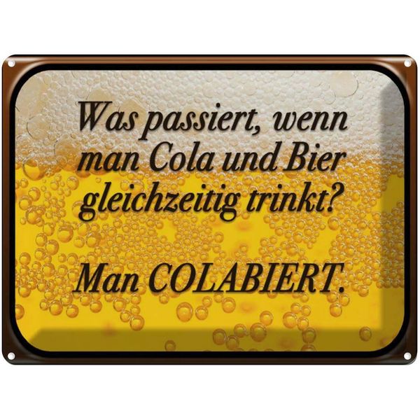 Vianmo Insegna Di Latta 30X40 Cm Was Passiert Wenn Cola Und Bier-image