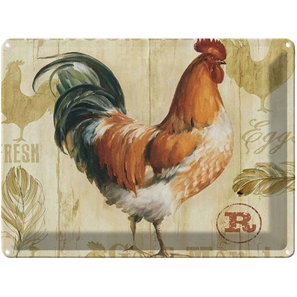 Vianmo Insegna Di Latta 30X40 Cm Huhn HüHner Eggs Frische Eier-image