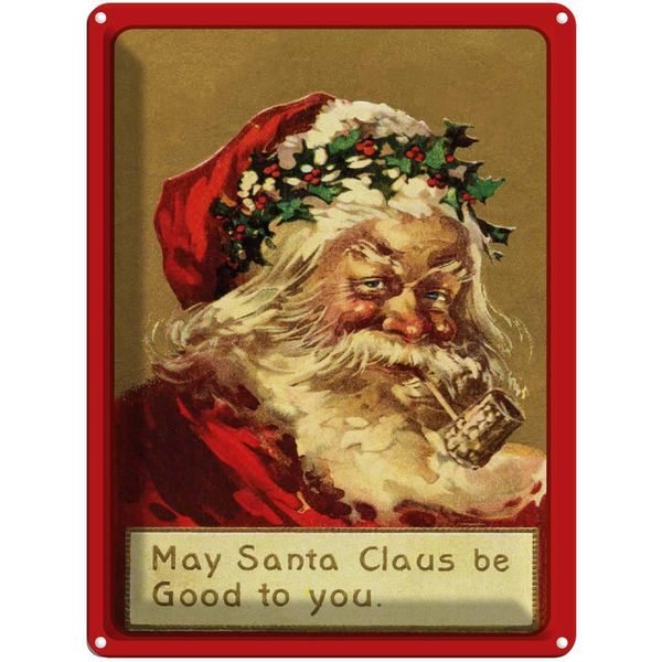 Vianmo Insegna Di Latta 40X30 Cm Christmas Santa Claus Lustig-image