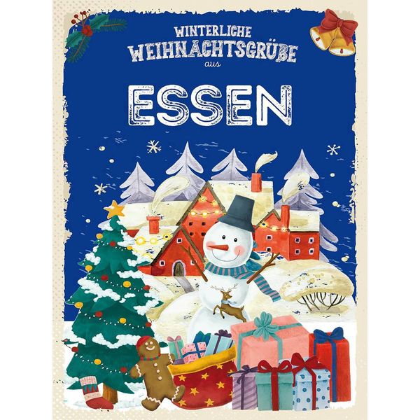 Vianmo Insegna In Legno 40X30 Cm WeihnachtsgrüßE Aus Essen-image