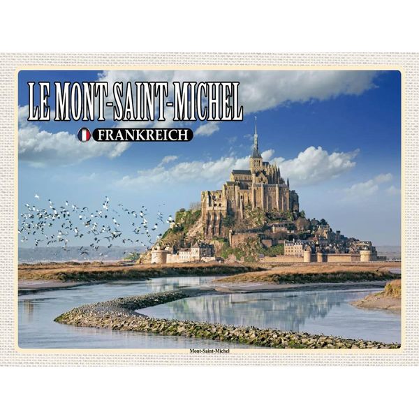 Vianmo Insegna In Legno 30X40 Cm Le Mont-Saint-Michel Frankreich-image