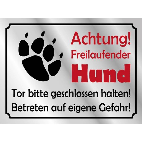 Vianmo Insegna In Legno 30X40 Cm Achtung Freilaufender Hund Gefahr-image