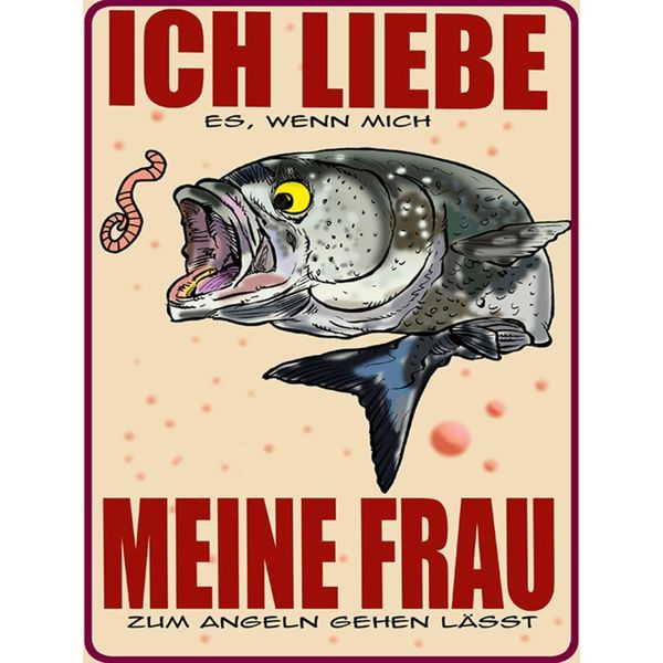 Vianmo Insegna In Legno 40X30 Cm Wenn Frau Mich Angeln LäSst-image